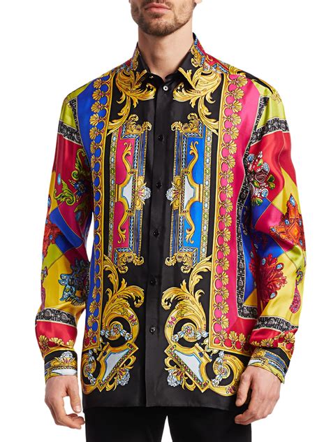 versace classic red and black long sleeve shirt|versace fitted shirts for men.